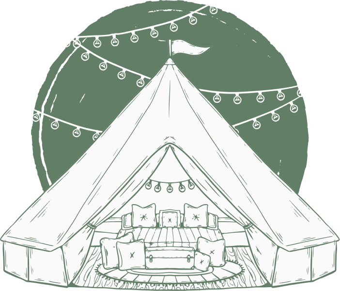 Graphic of green Glamping tent